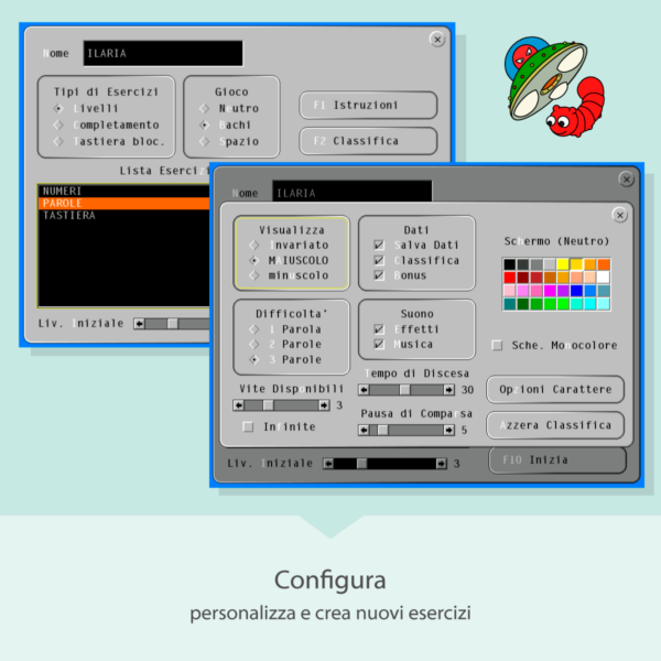 Bachi Spaziali Configura personalizza e crea nuovi esercizi