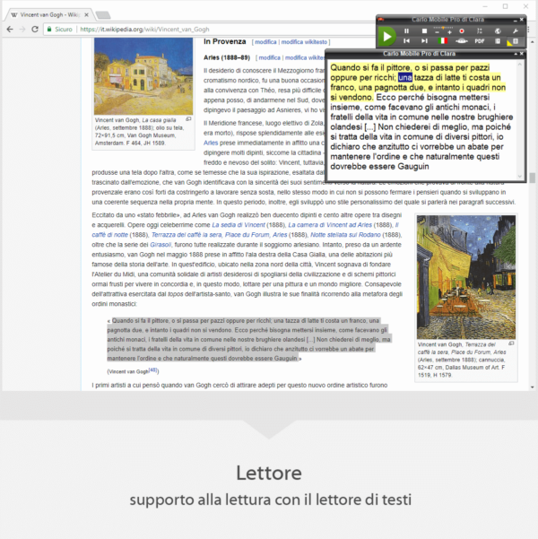 Carlo Mobile Pro Lettore - supporto alla lettura con il lettore di testi