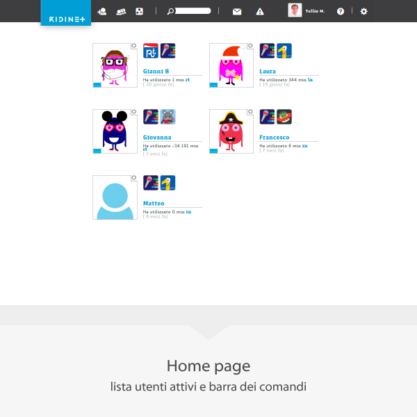 Ridinet - schermata Home - lista utenti e barra dei comandi