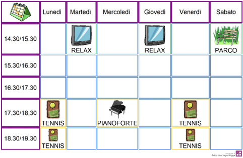 Tabella organizzazione del tempo per studenti