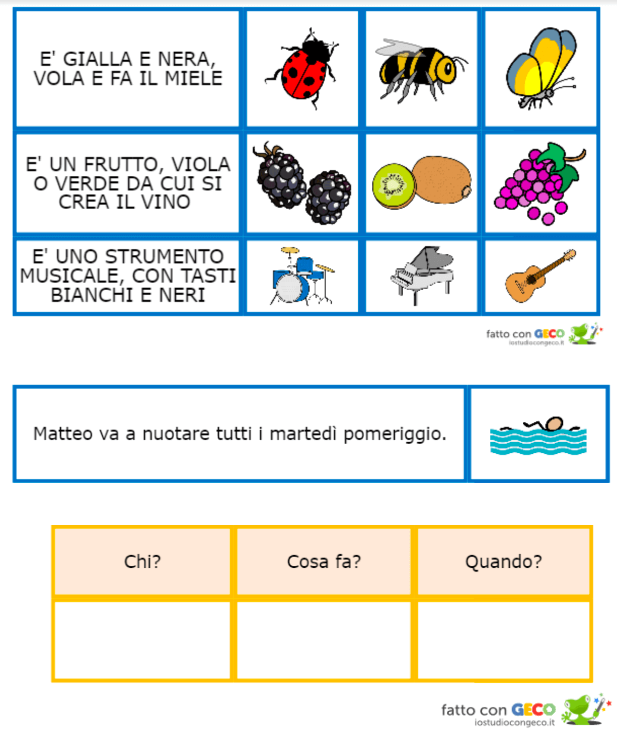 Attività con GECO - nomi e frasi