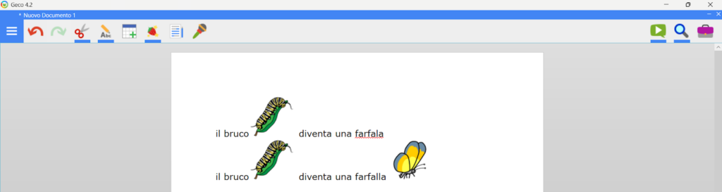 Ambiente quaderno di Geco dove le parole diventano immagini.