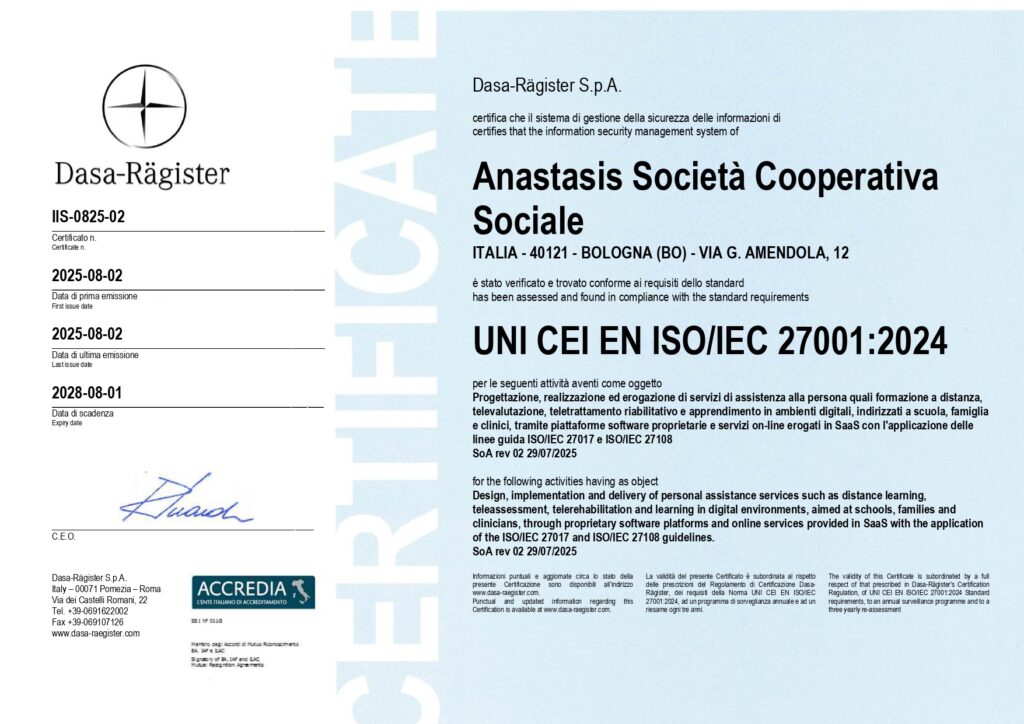Certificazione UNI CEI EN ISO/IEC 27001:2024