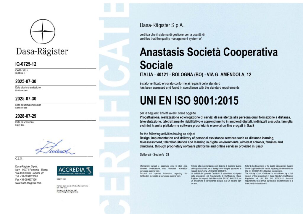 Certificazione UNI EN ISO 9001:2015