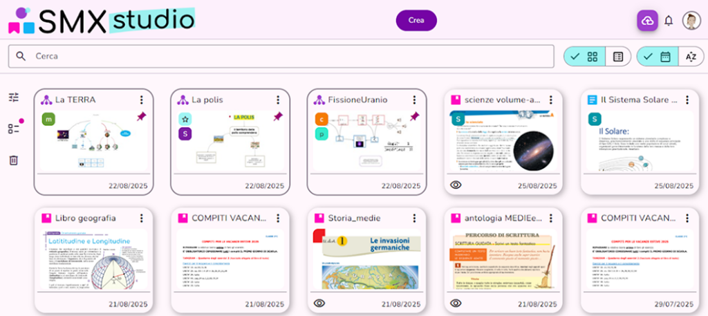 Esempio di schermata di selezione dei documenti di SMX studio
