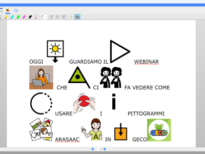 Locandina del webinar Oltre il testo: GECO, ARASAAC e la Comunicazione Aumentativa Alternativa